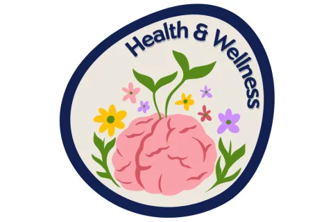 A brain surrounded by flowers and plants