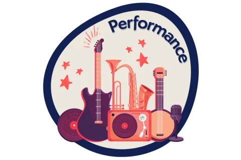 A line of musical instruments